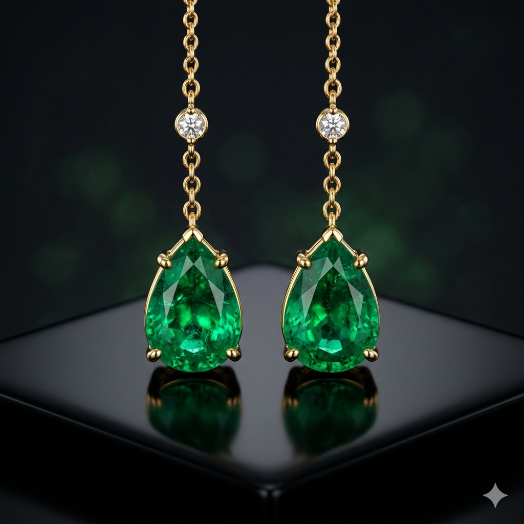 Boucles Solaire &mdash; Smaragd-Tropfenohrringe